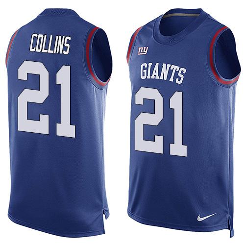 Nike Giants #21 Landon Collins Royal Blue Team Color Men's Stitched NFL Limited Tank Top Jersey